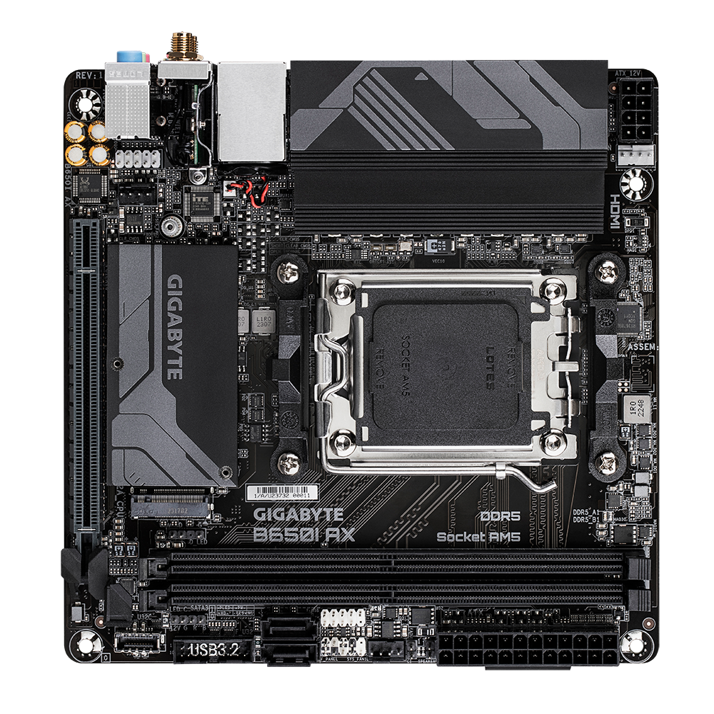 Gigabyte B650I AX/AMD AM5/ITX/2x DDR5 up to 96BG/6400MHz/PCIe 4.0 x1/M.2 x1