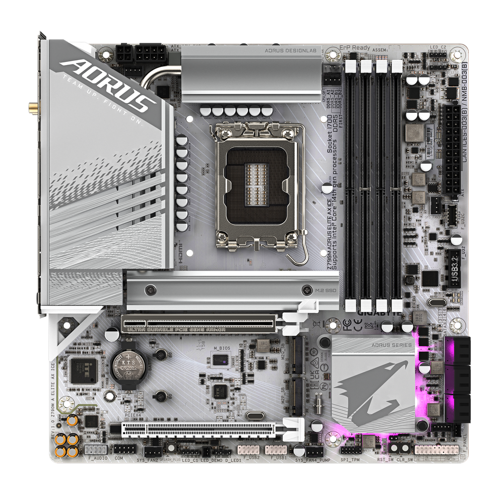 Gigabyte Model Name:  Z790M A ELITE AX ICE  Intel Z790/Socket1700/rev.1.0  Micro ATX/AX211NGW