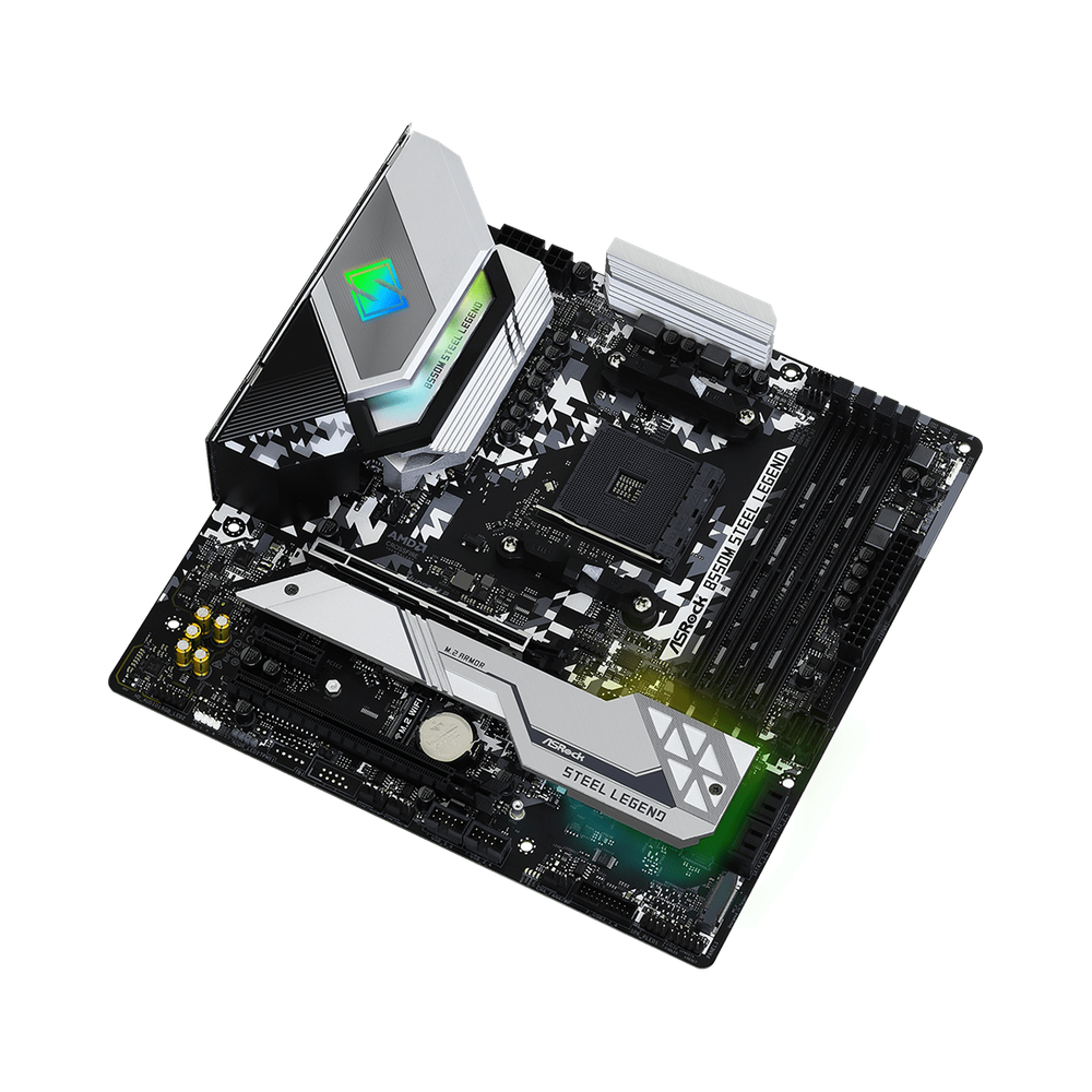 ASRock AMD B550; 4 DDR4; PCIe 4.0 x16 PCIe 3.0 x16 PCIe 3.0 x1 M.2 WiFi Key E; 6 SATA3 Hyper M.2 (PCIe) M.2 (PCIe); 10 USB 3.2; Graphics: HDMI DP