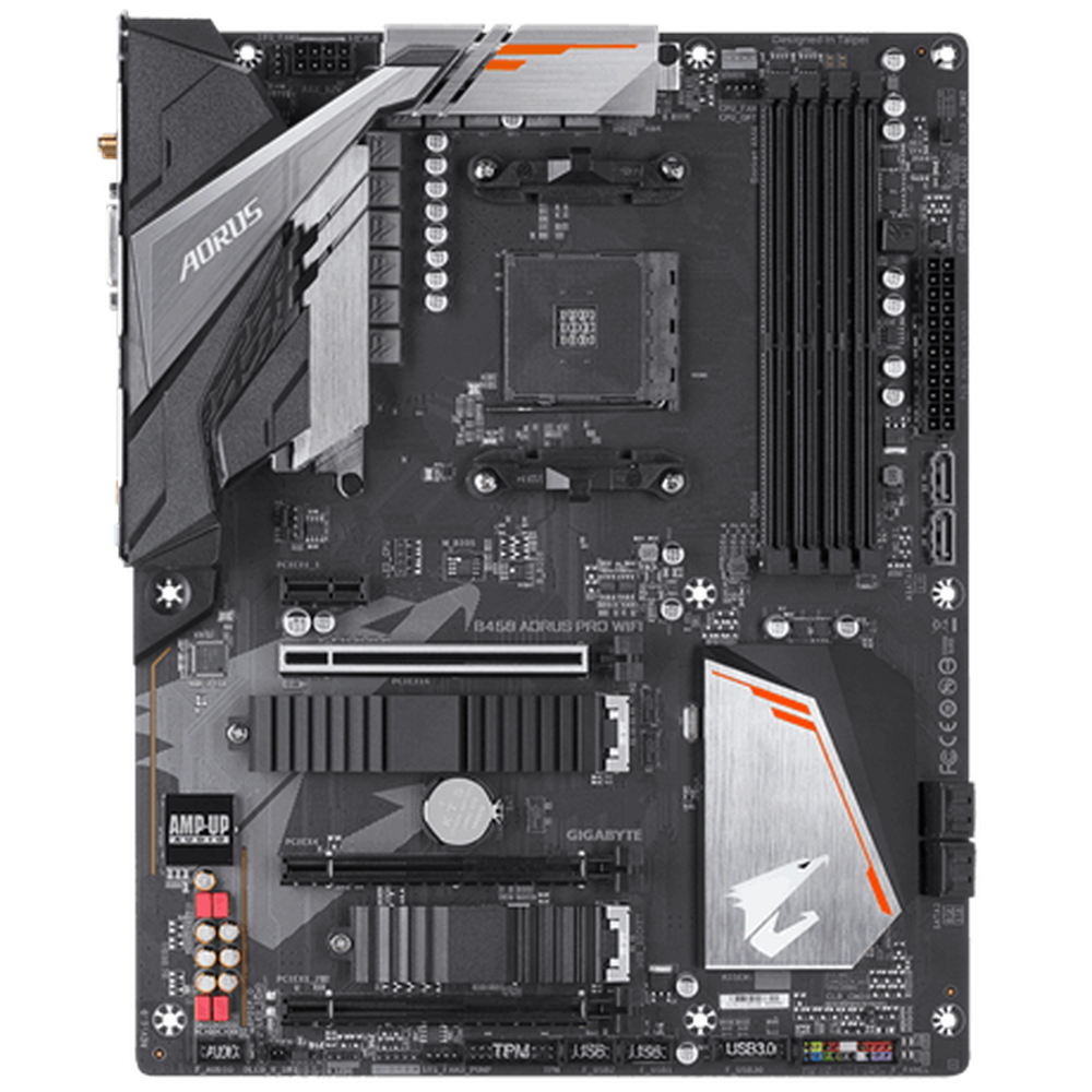 Gigabyte AMD B450 AORUS PRO WIFI AM4 4xDDR4 1xHDMI 1xDVI 1xType-C 1xRJ45 4xPCI-E 802.11ac ATX 2xM.2 6xSATA