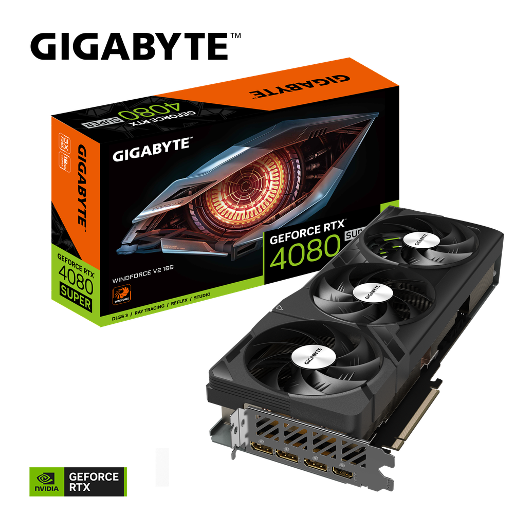 Nvidia GeForce RTX 4080 SUPER WINDFORCE V2 16G GDDR6X 256 bit/2550MHz/PCI-E 4.0/Max Res 7680x4320/3x DP 1.4a & 1x HDMI 2.1a