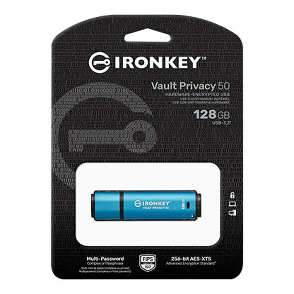 Kingston 128GB IronKey Vault Privacy 50 AES-256 Encrypted FIPS 197